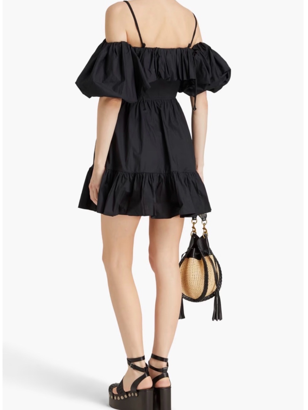 NWT ULLA JOHNSON Lila cold-shoulder gathered cotton-poplin mini dress - Picture 3 of 10